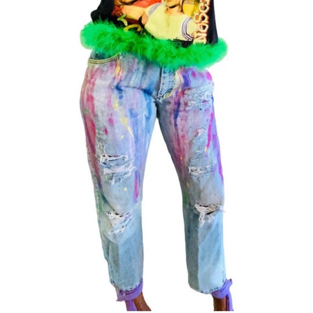 Vintage 90s Wrangler Hand Painted  Jeans Custom Painted